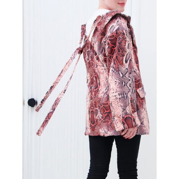 House‎ of Sunny Pink Python Snake Print Oversized Slouchy Jacket Blazer Size 2 - Picture 2 of 12